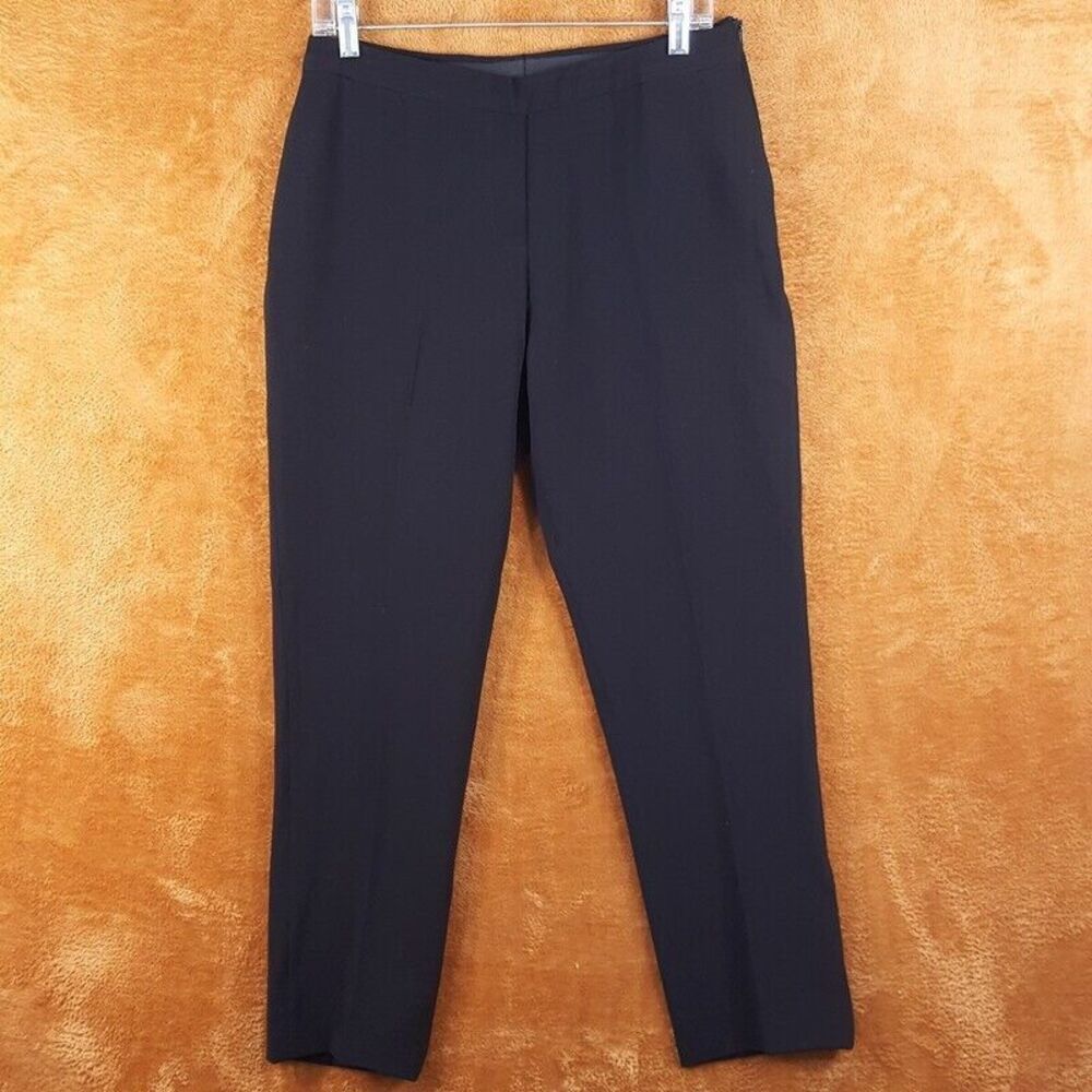 INDEX Womens Pants Large Black Side Zip Tapered Leg Trouser Elastic Waist